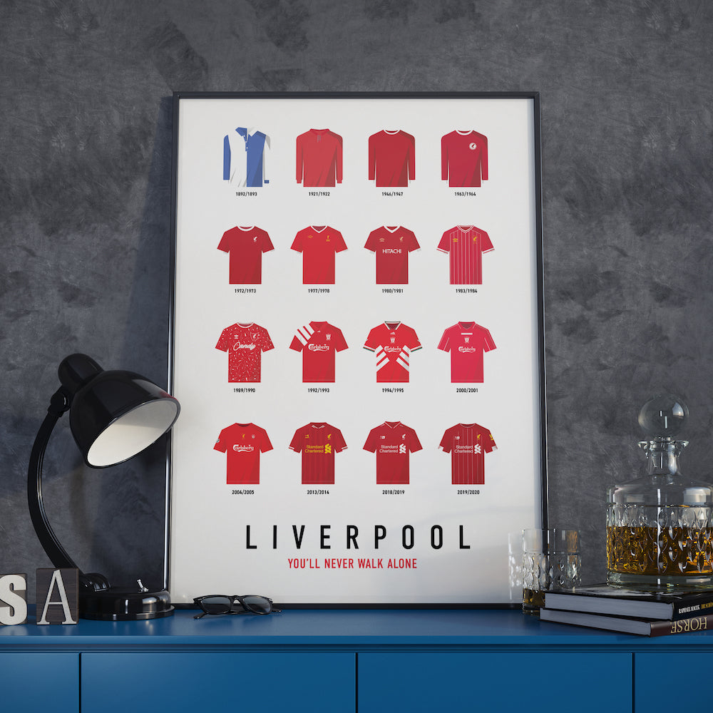 Affiche Foot - Liverpool Maillots Historiques