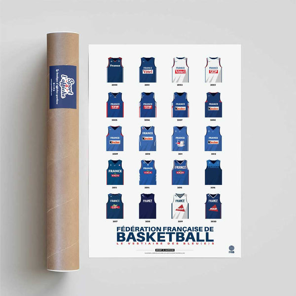 Affiche Team France Basket - Maillots Historiques