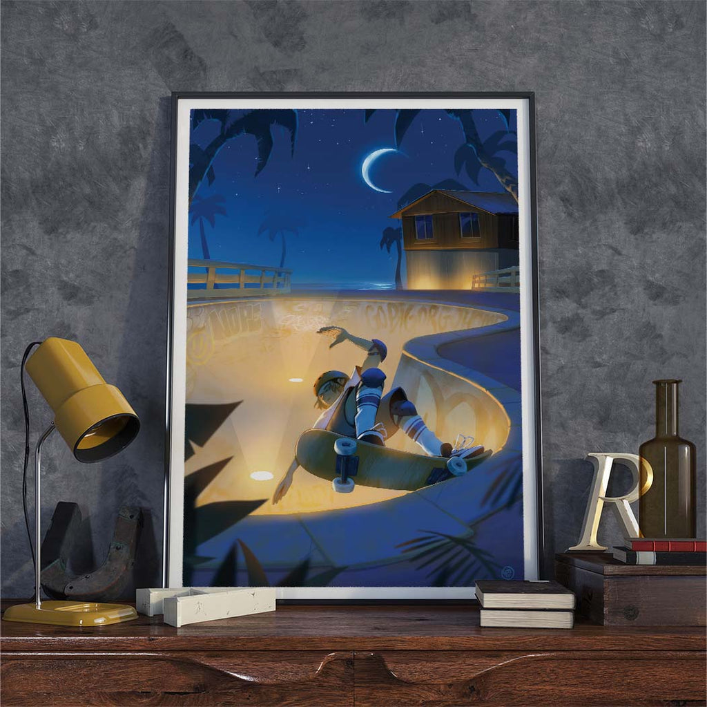 Affiche Skate - "Ride de nuit" by Losty